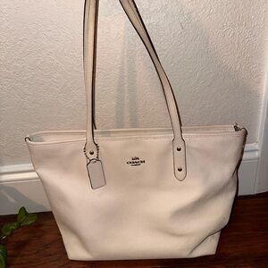 Coach Cream Leather Tote Bag